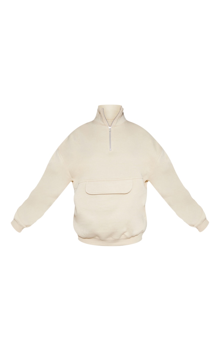 Tall Cream Quarter Zip Sweatshirt image 5