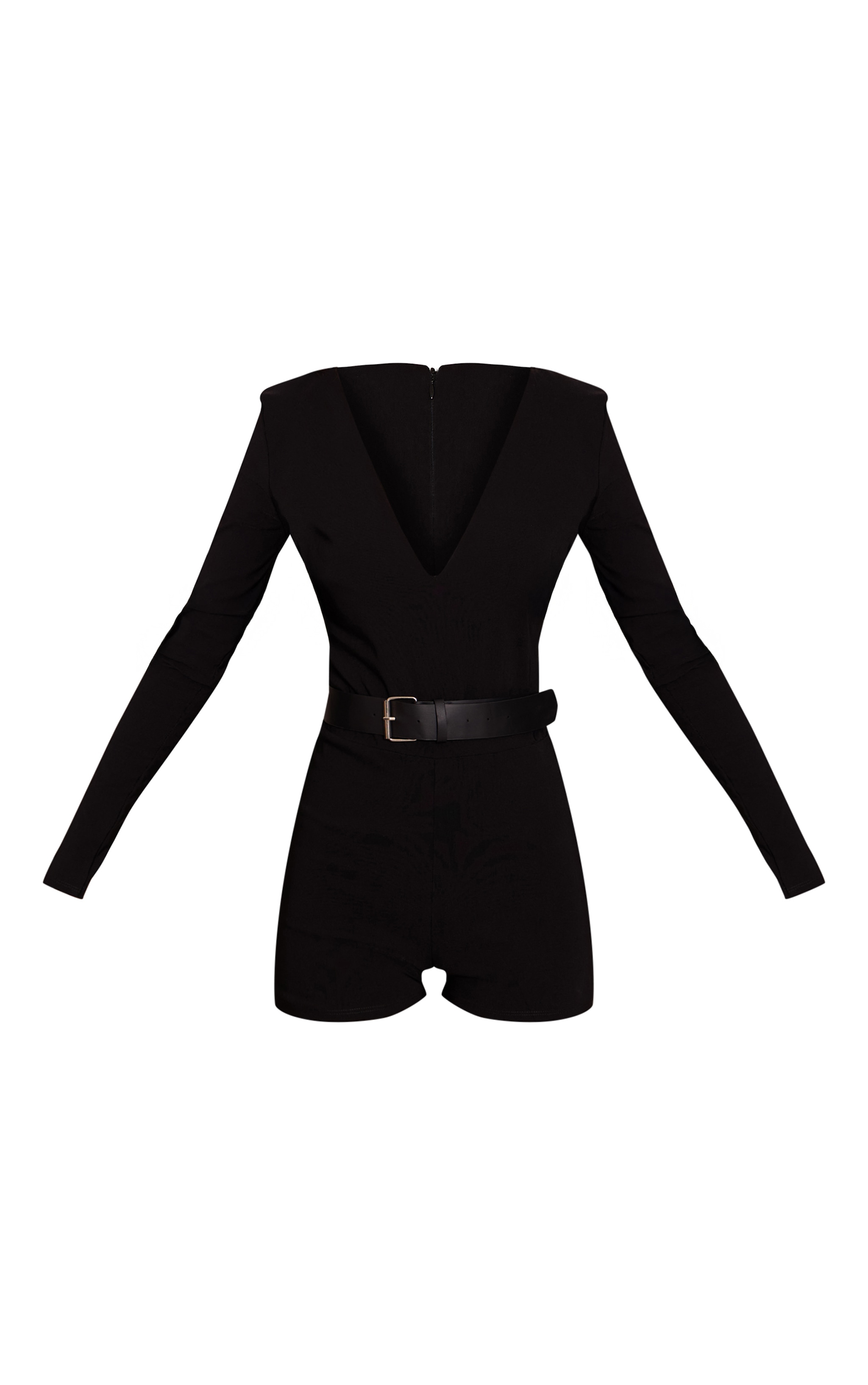 Black Stretch Woven Belt Detail Unitard image 5