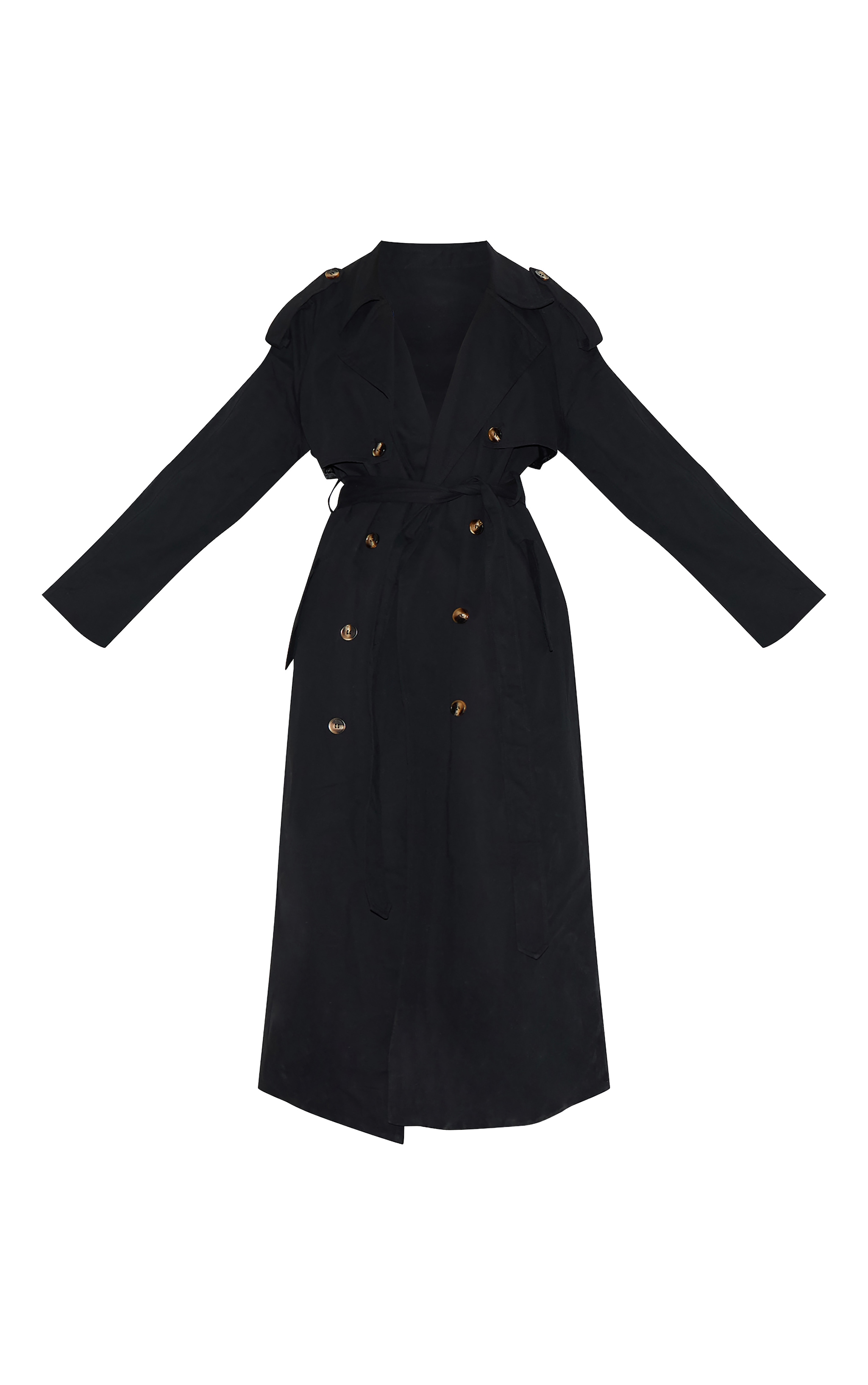 Trench ceinturé noir à double boutonnière image 5