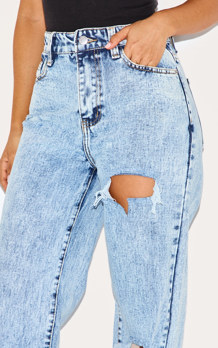 Petite Ice Blue Ripped Split Hem Jeans image 4