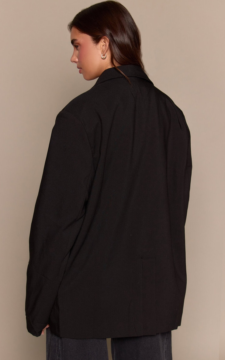 Black Boxy Drop Shoulder Oversized Dad Blazer image 2