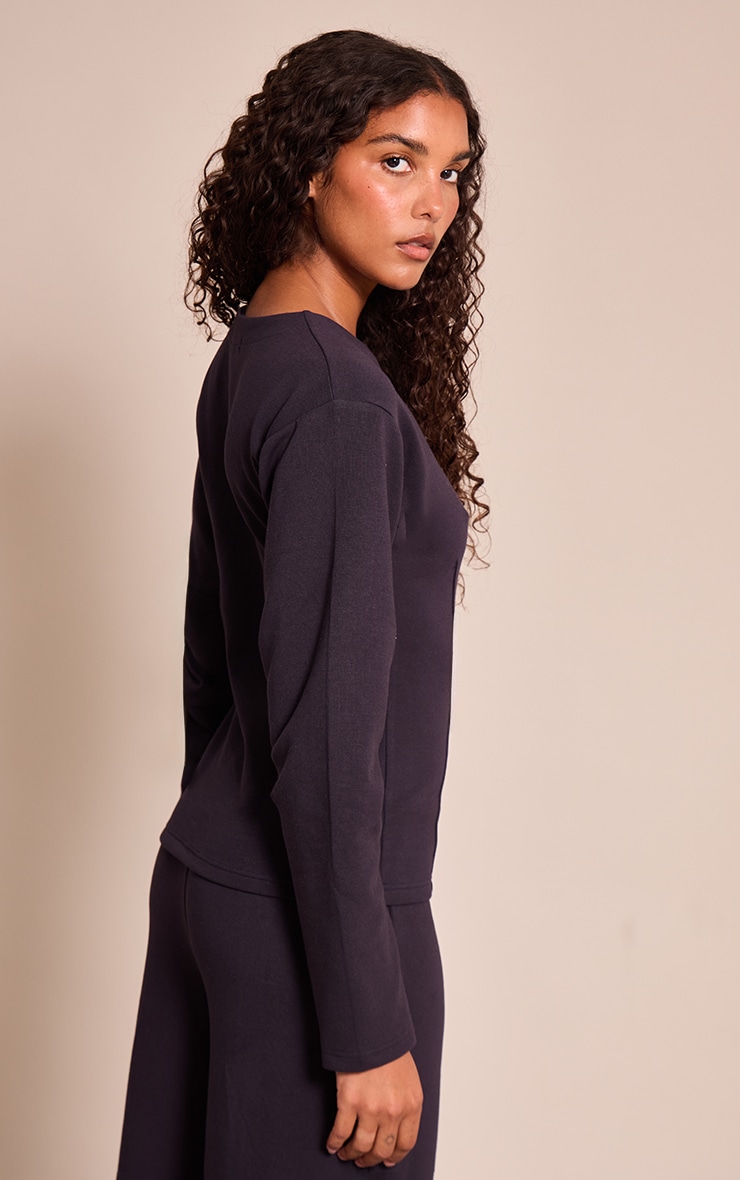 Sweat tissé bleu marine à taille cintrée image 2