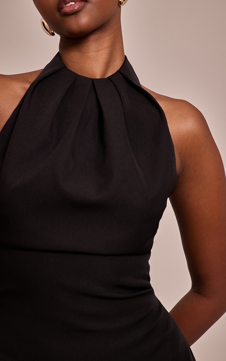 Black Woven Halter Neck Mini Shift Dress image 4