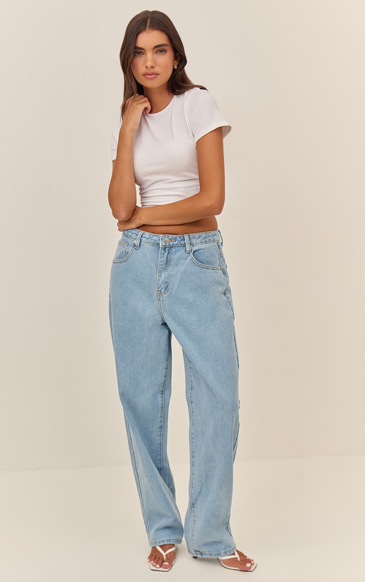 PRETTYLITTLETHING Light Blue Wash High Waist Boyfriend Jeans image 1