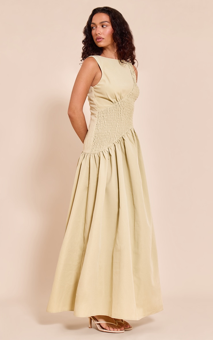 Sage Shirred Detail Sleeveless Maxi Dress | Dresses