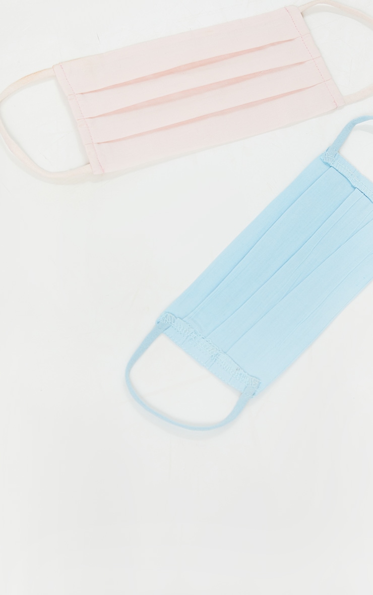 Baby Blue and Baby Pink Ruched Cotton Two Pack Face Mask