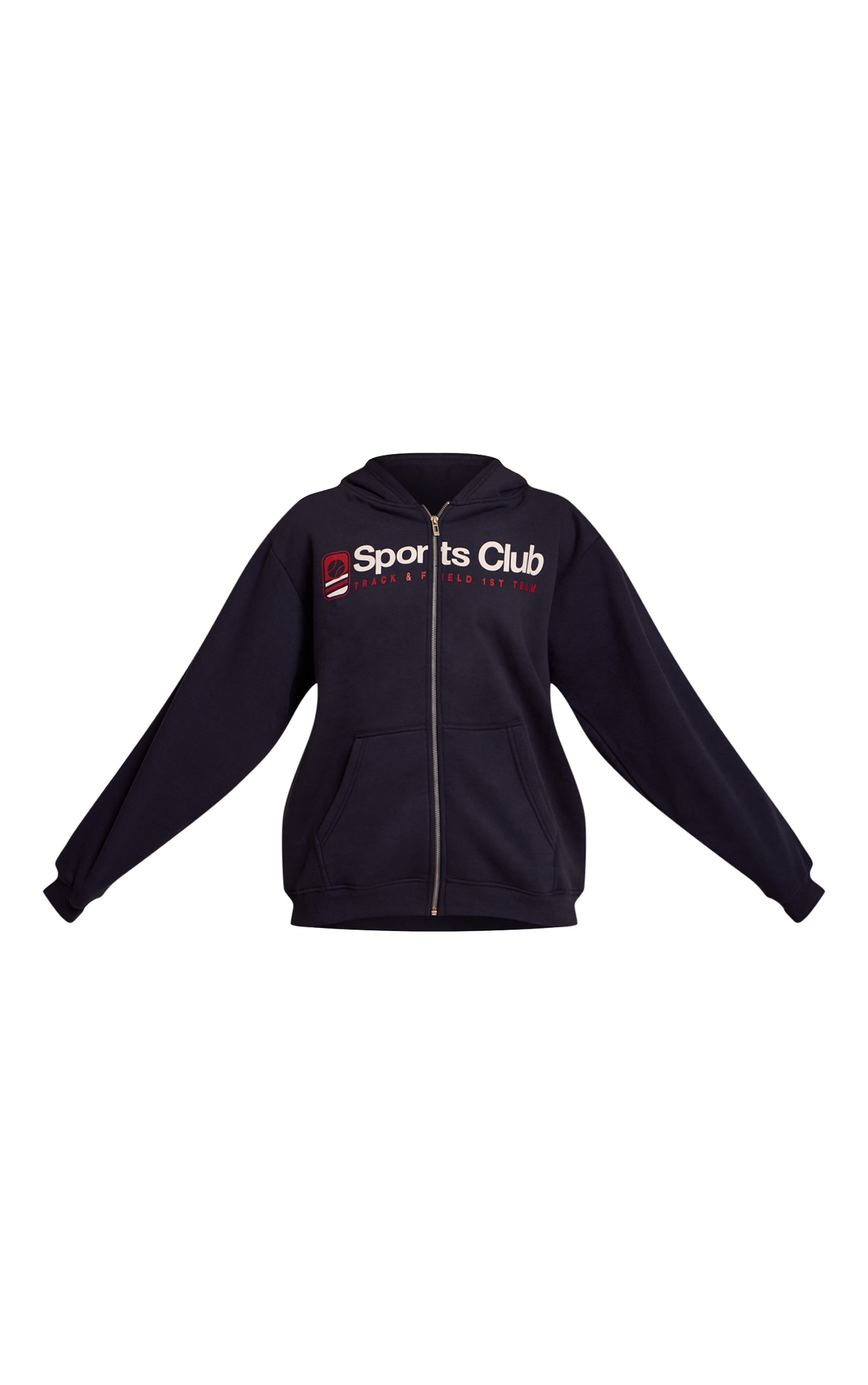 Navy Sports Club Print Zip Up Jacket image 5