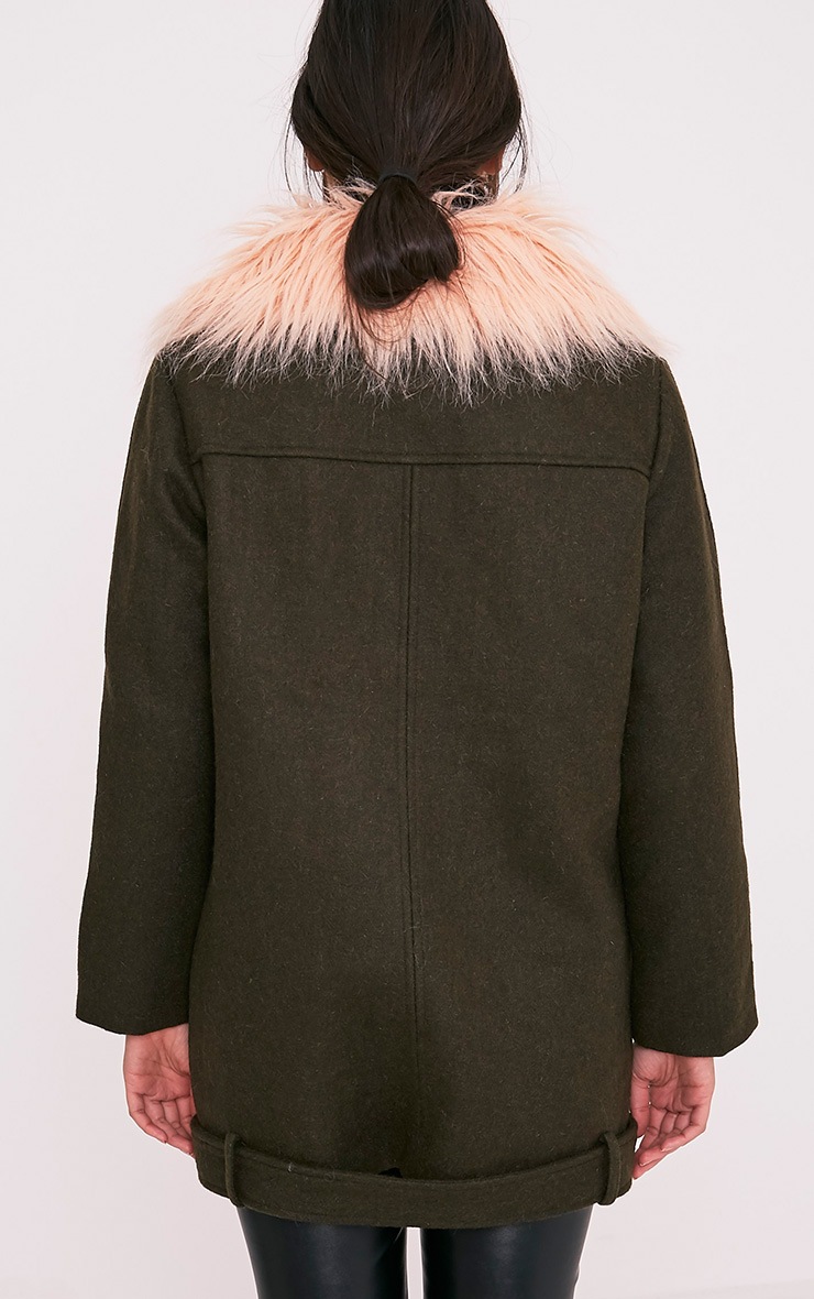 Anderson Khaki Oversized Faux Fur Collar Aviator - Coats & Jackets - PrettylittleThing 