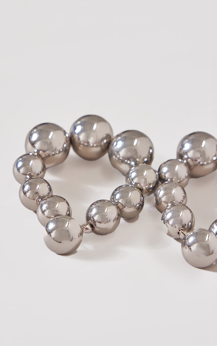 Silver Oversized Studded Hoop Earrings image 3