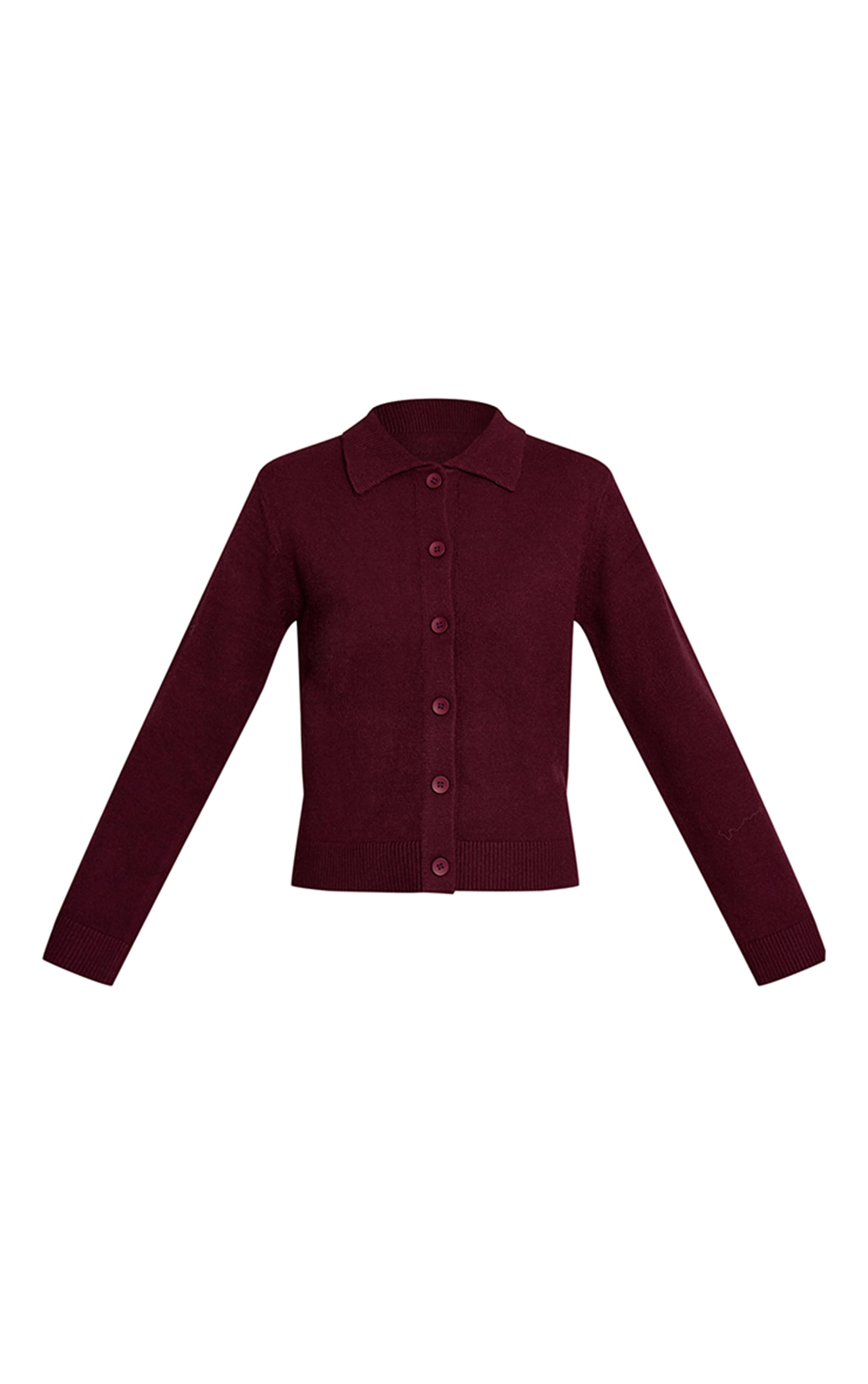Chocolate Plum Button Through Collar Cardigan image 5