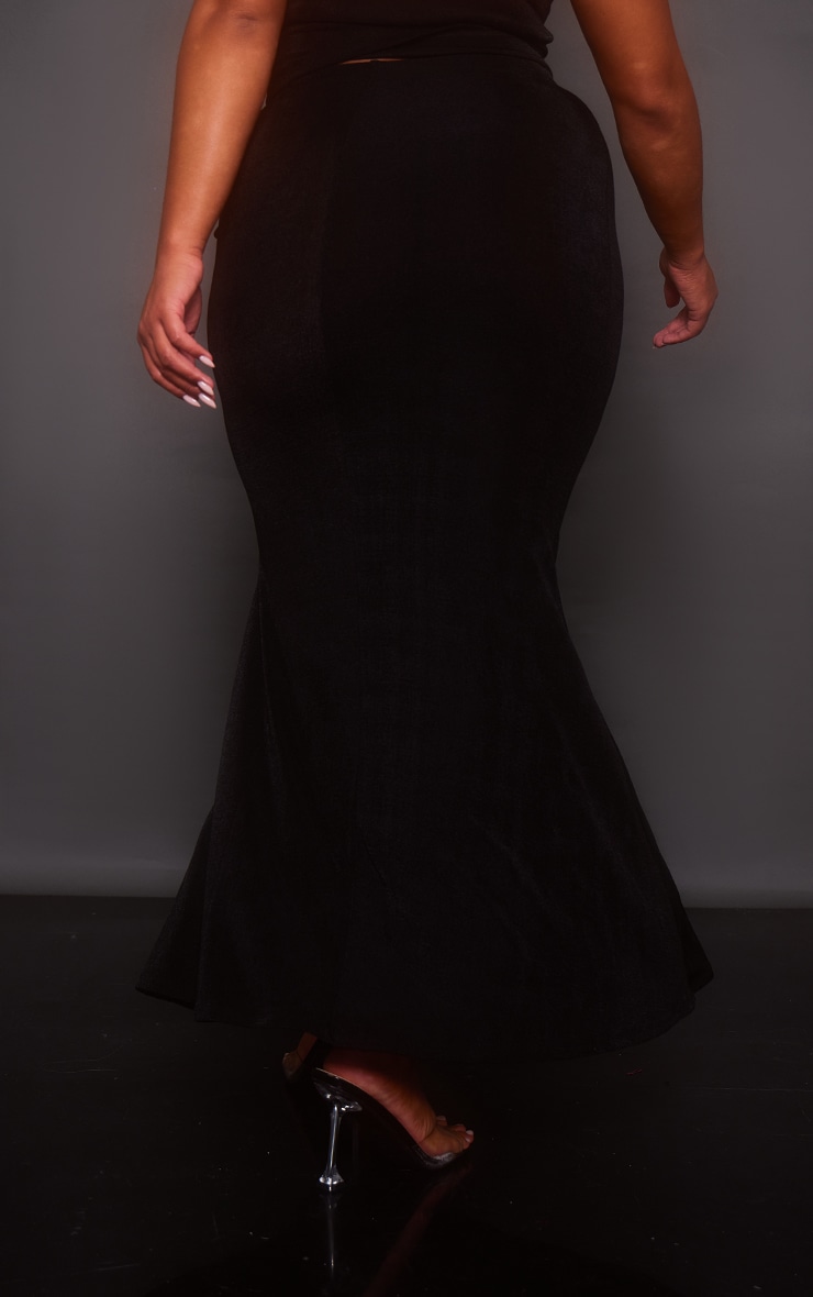 Shape Black Slinky Acetate Low Rise Maxi Skirt image 2