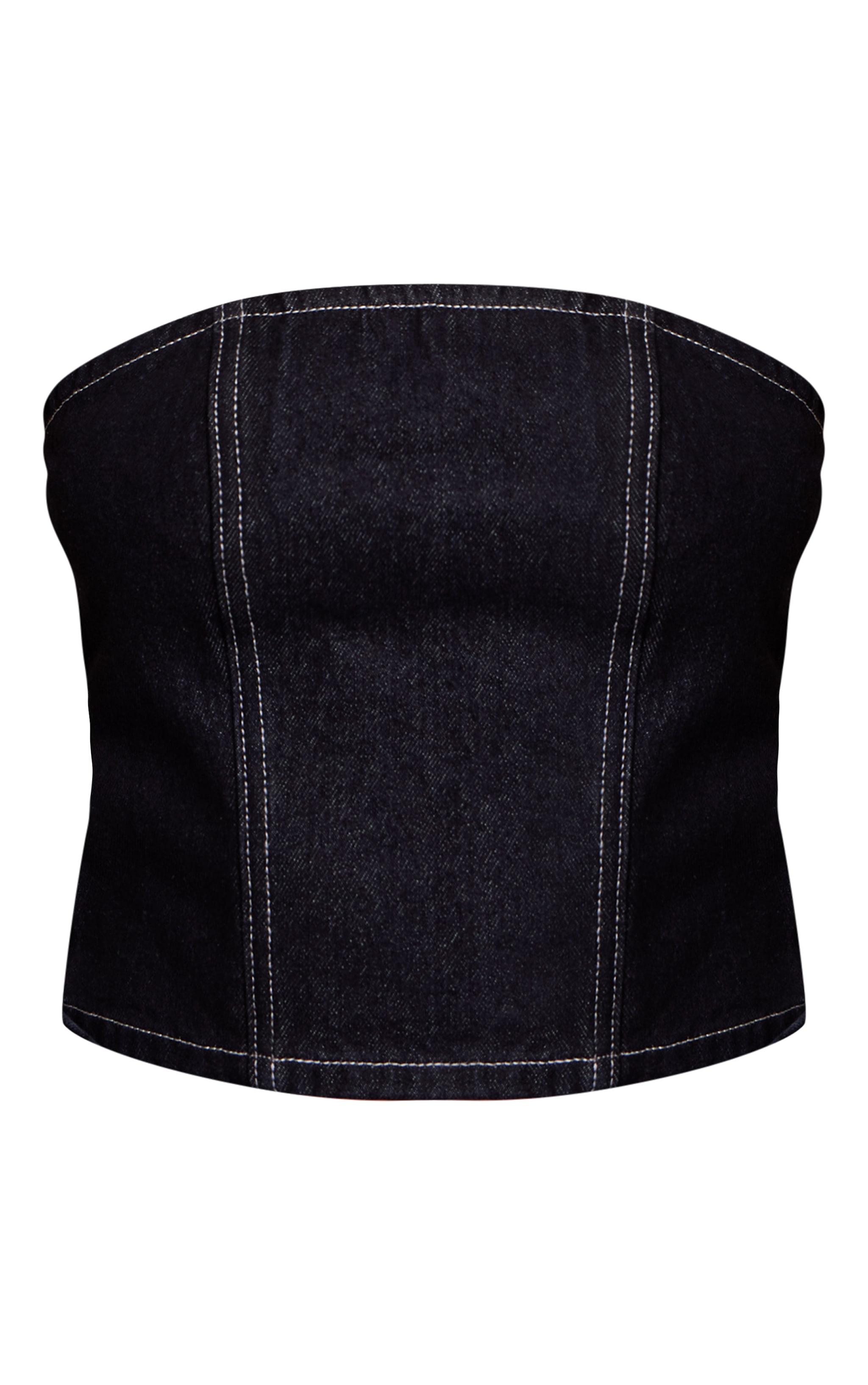 Petite Indigo Seam Detail Denim Bandeau Top image 5