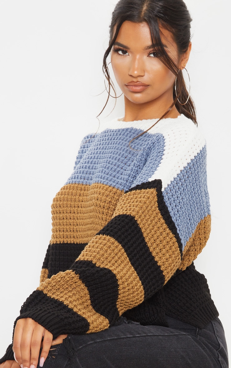 Multi Stripe Knitted Jumper Knitwear PrettyLittleThing