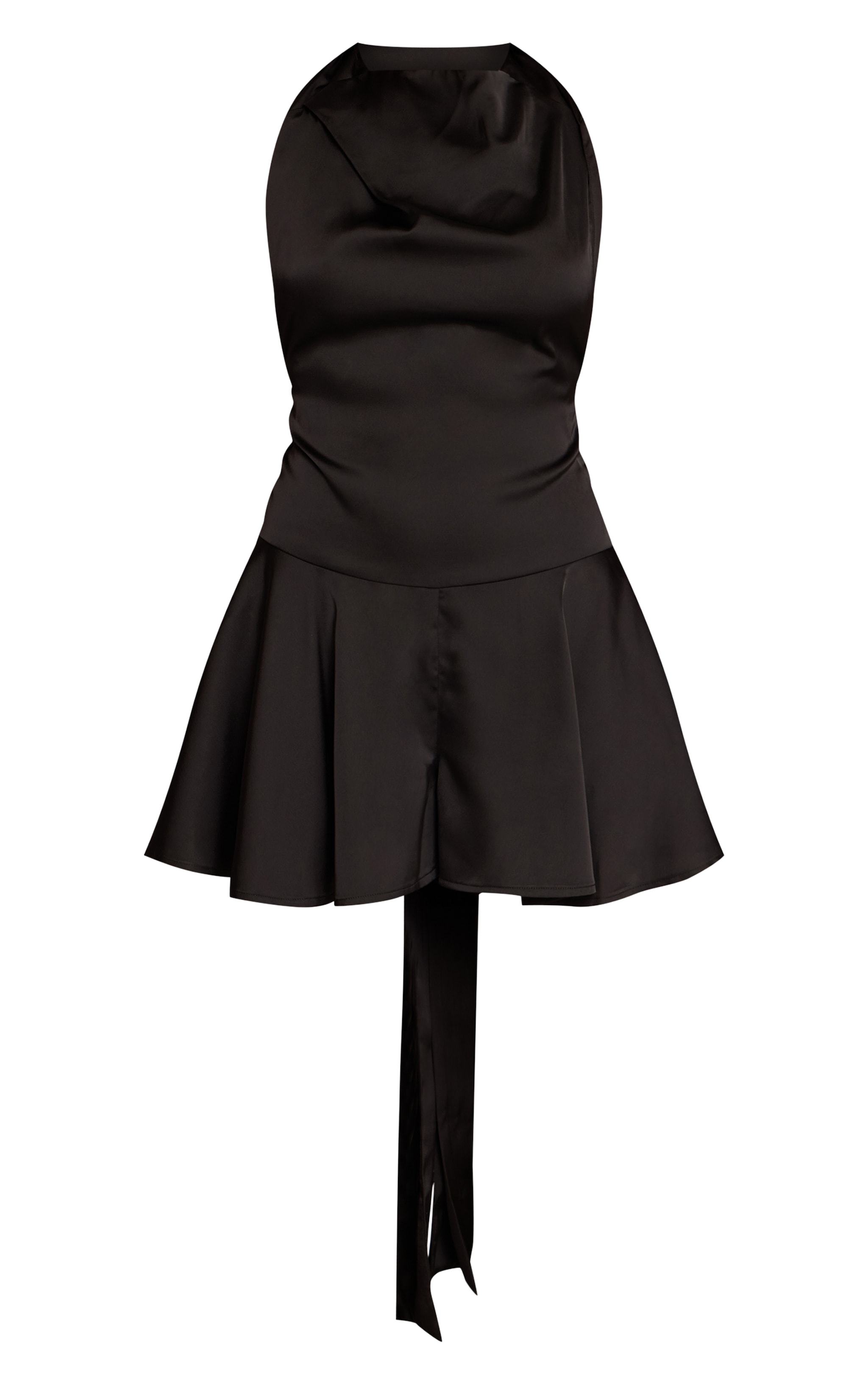 Combishort satiné noir à col bénitier et dos nu image 5