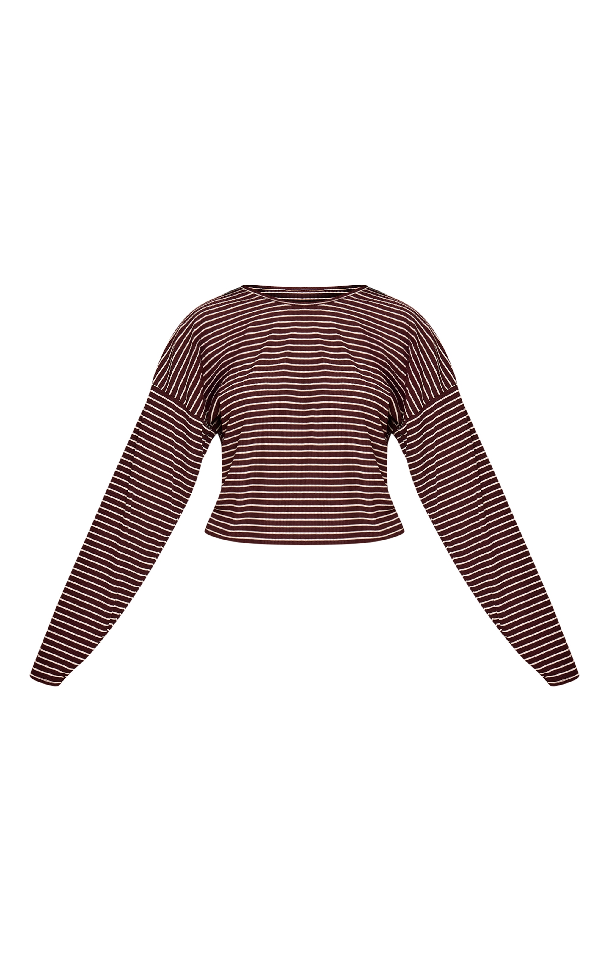 Chocolate Ribbed Stripe Oversized Slouchy Long Sleeve Top  image 5