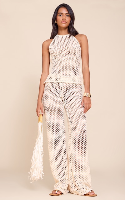Stone Crochet Wide Leg Trousers