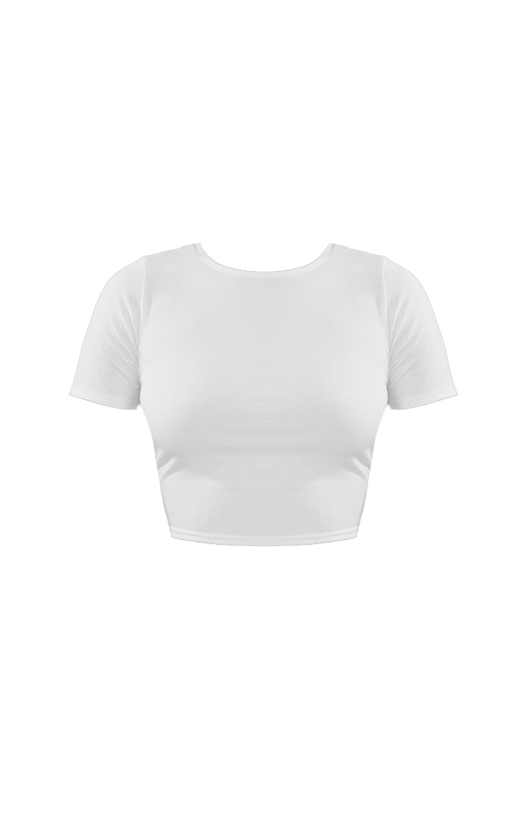 Tall White Short Sleeve Crop Top image 5