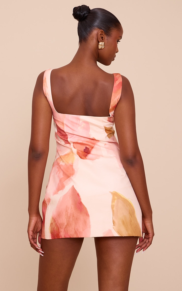 Pink Floral Abstract Print Woven A Line Shift Dress image 2
