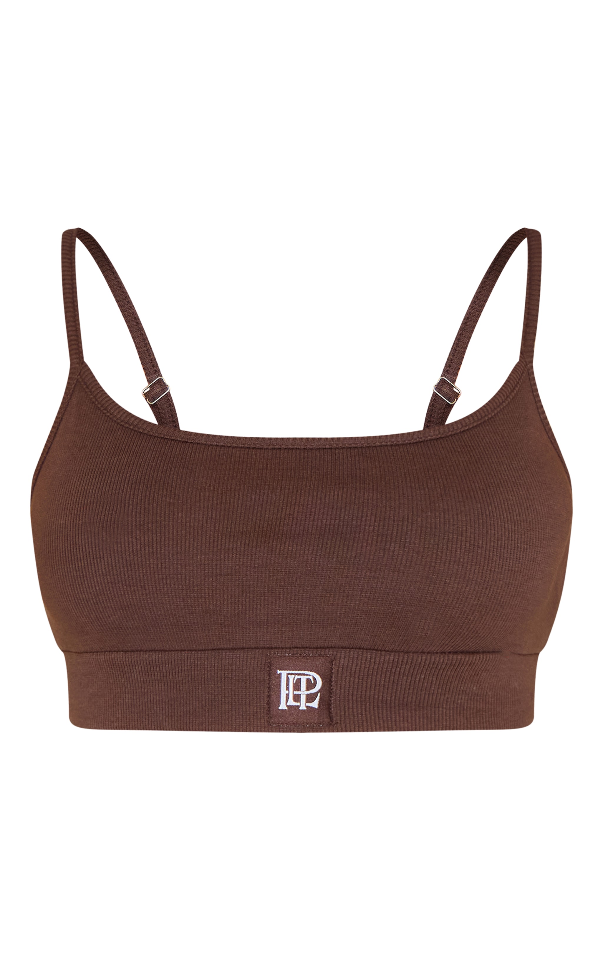 PrettyLittleThing Chocolate Sleep Rib Tonal Elastic Bralet image 5