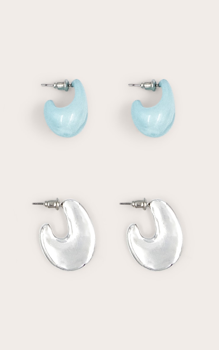 Turquoise Chunky Flat Hoop with Teardrop Multi-Pack image 2