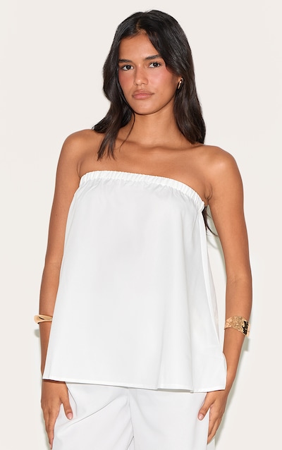 Top bustier long fluide tissé blanc