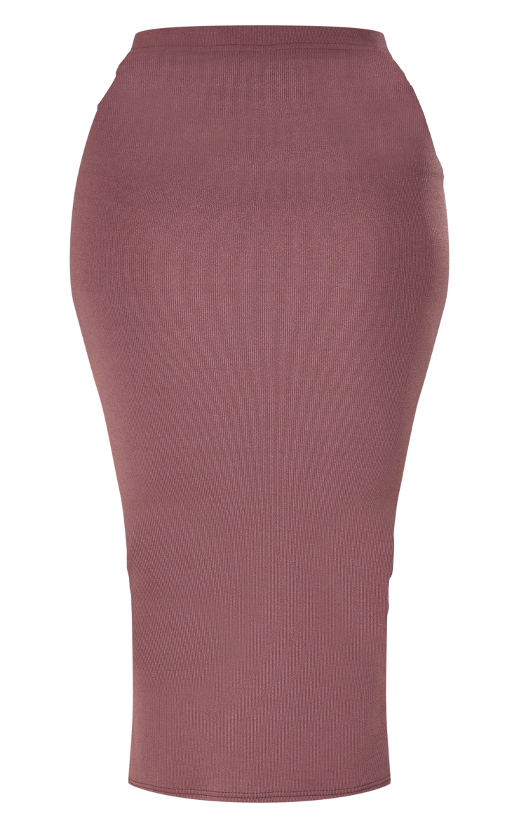 Shape Chocolate Brown Soft Rib Midaxi Skirt image 5