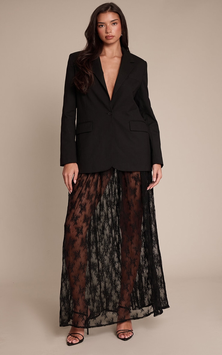 Black Sheer Lace Maxi Skirt image 1