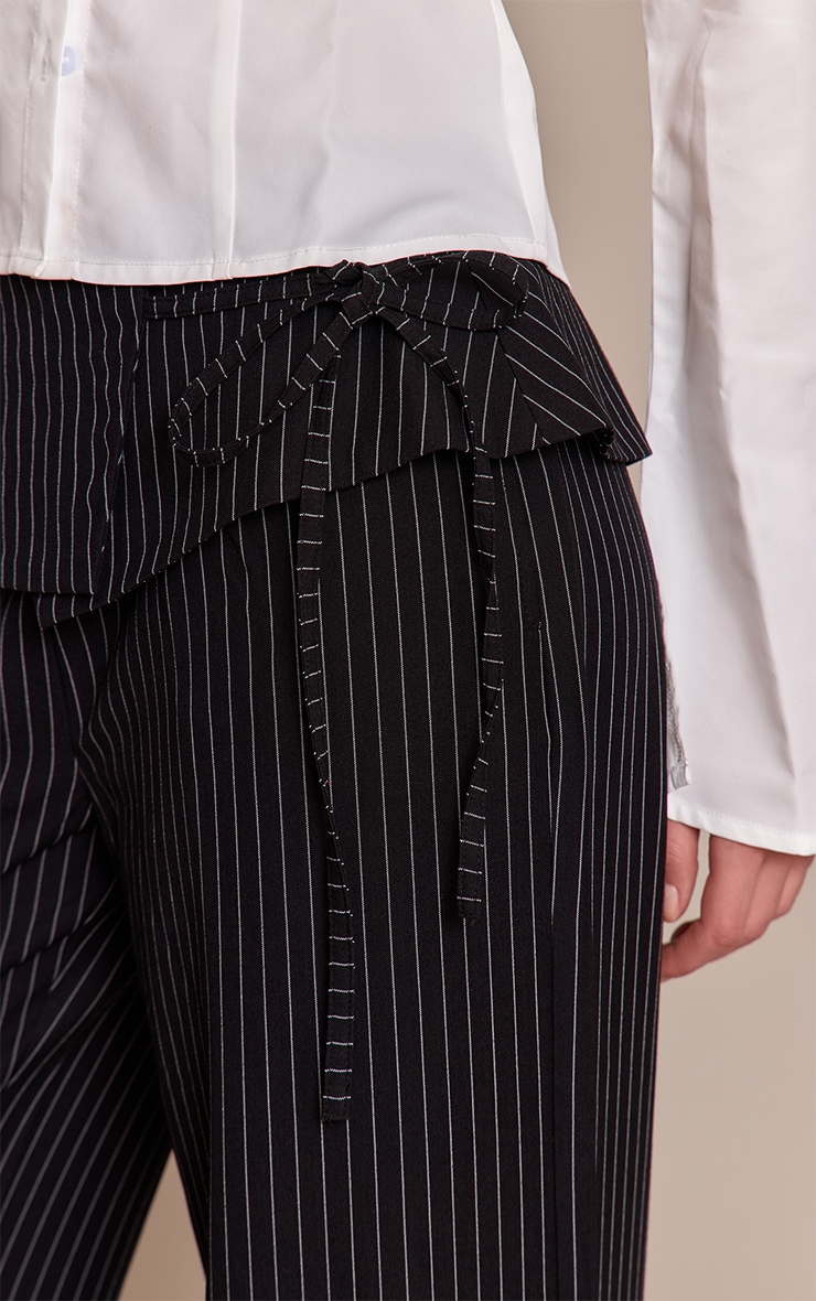 Black Pinstripe Overlay Wide Leg Pants image 4