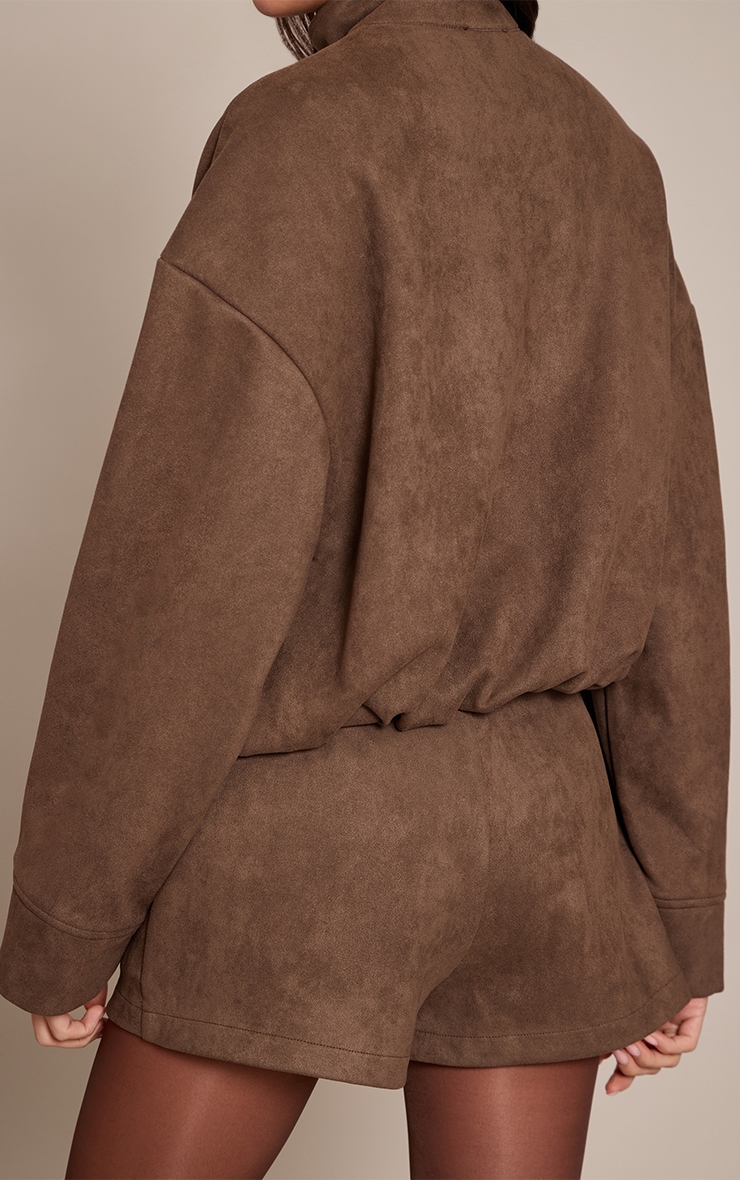 Chocolate Faux Suede Tailored Shorts image 3
