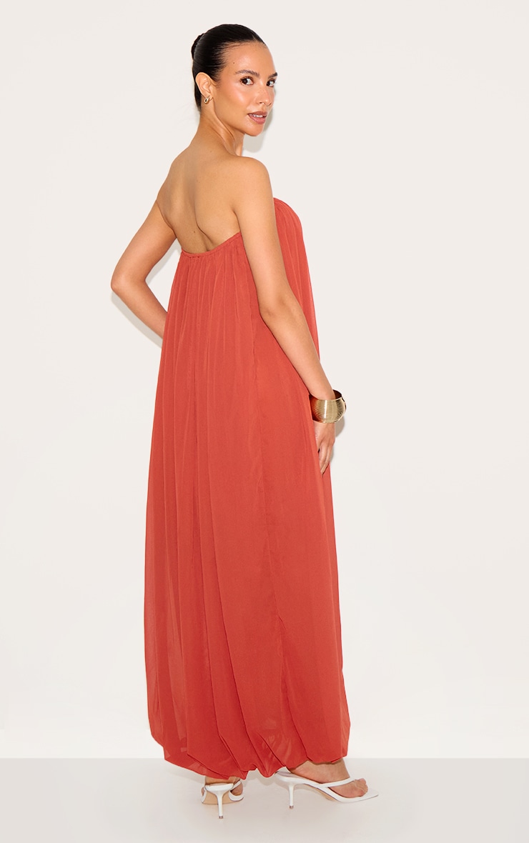 Petite Rust Bandeau Chiffon Puffball Maxi Dress image 2
