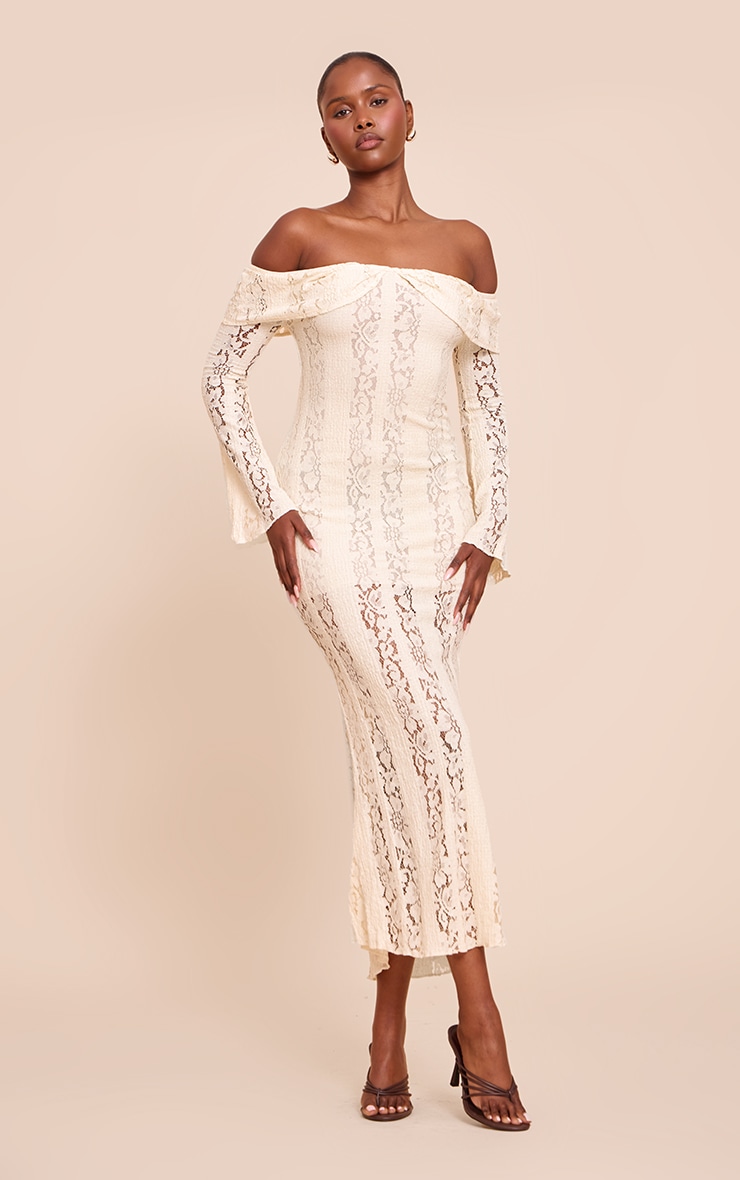 Lemon Lace Fold Over Bandeau Maxi Dress image 1