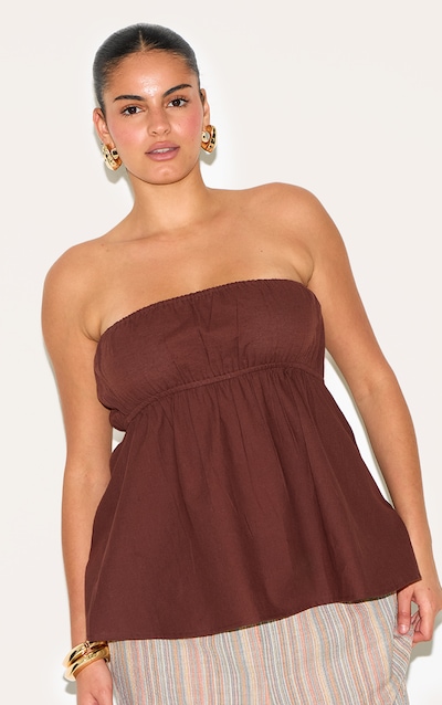 Plus Chocolate Bandeau Peplum Top