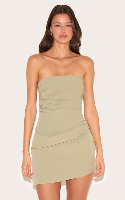 Sage Bandeau Ruched Mini Dress