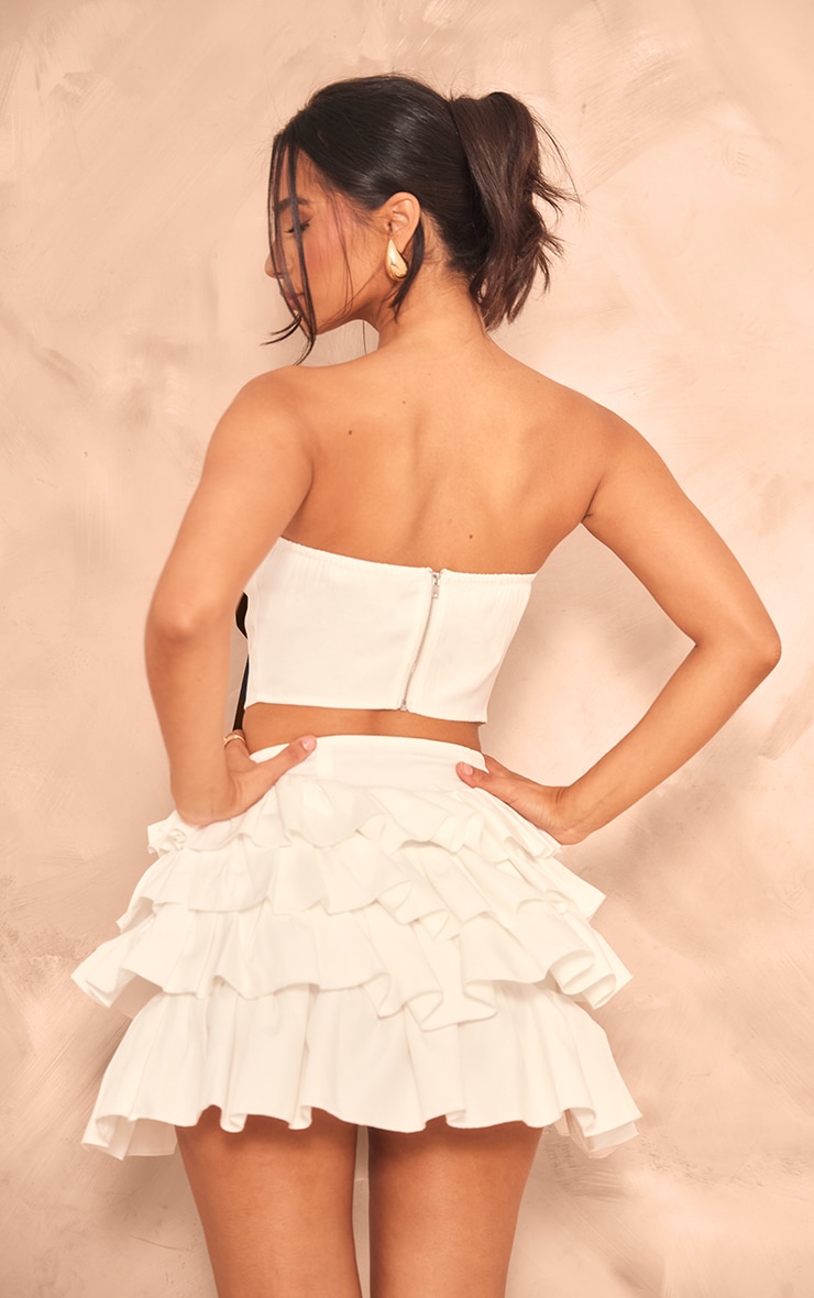 Petite White Bandeau Bow Corset Top image 2