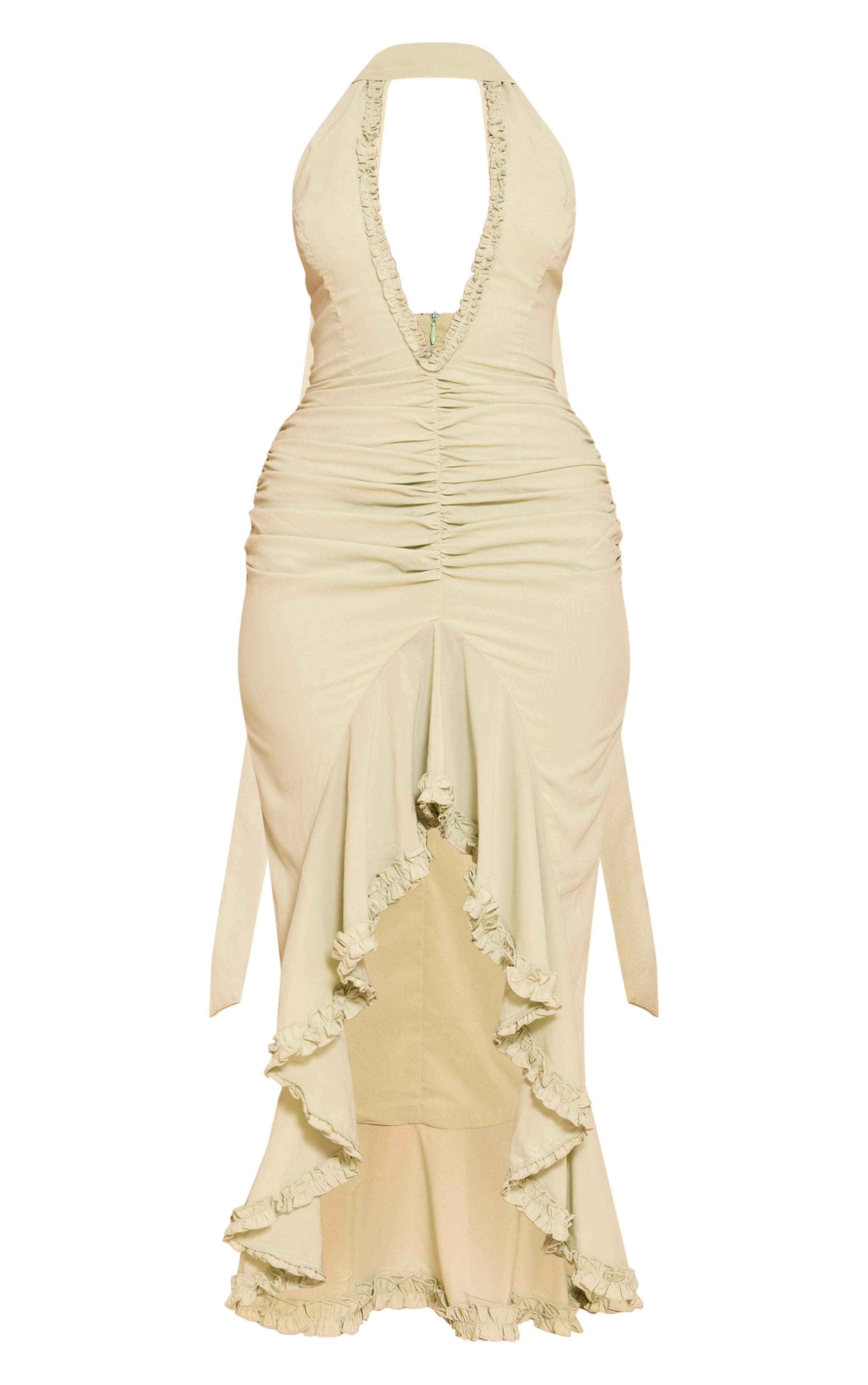Sage Ruffle Detail Plunge Sleeveless Maxi Dress image 5