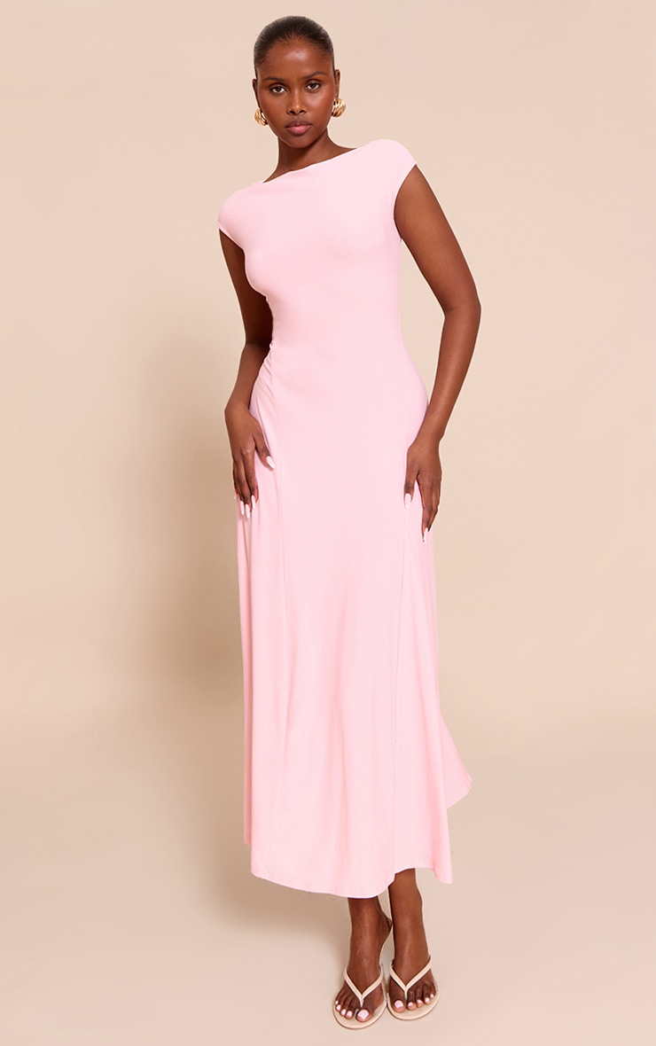 Pink Asymmetric Panelled Floaty Maxi Dress image 1