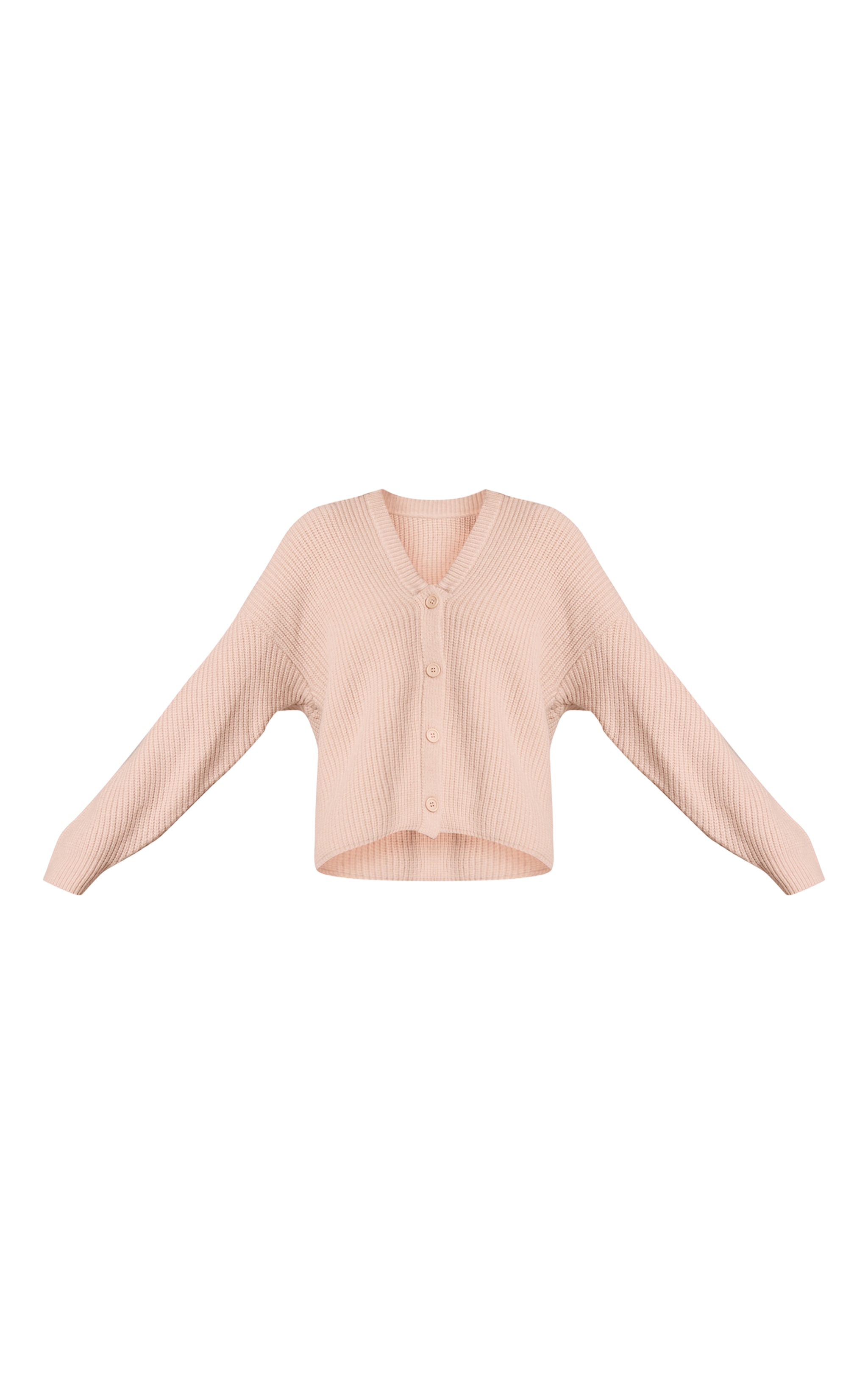 Beige Thick Knit Oversized Button Through Cardigan image 5