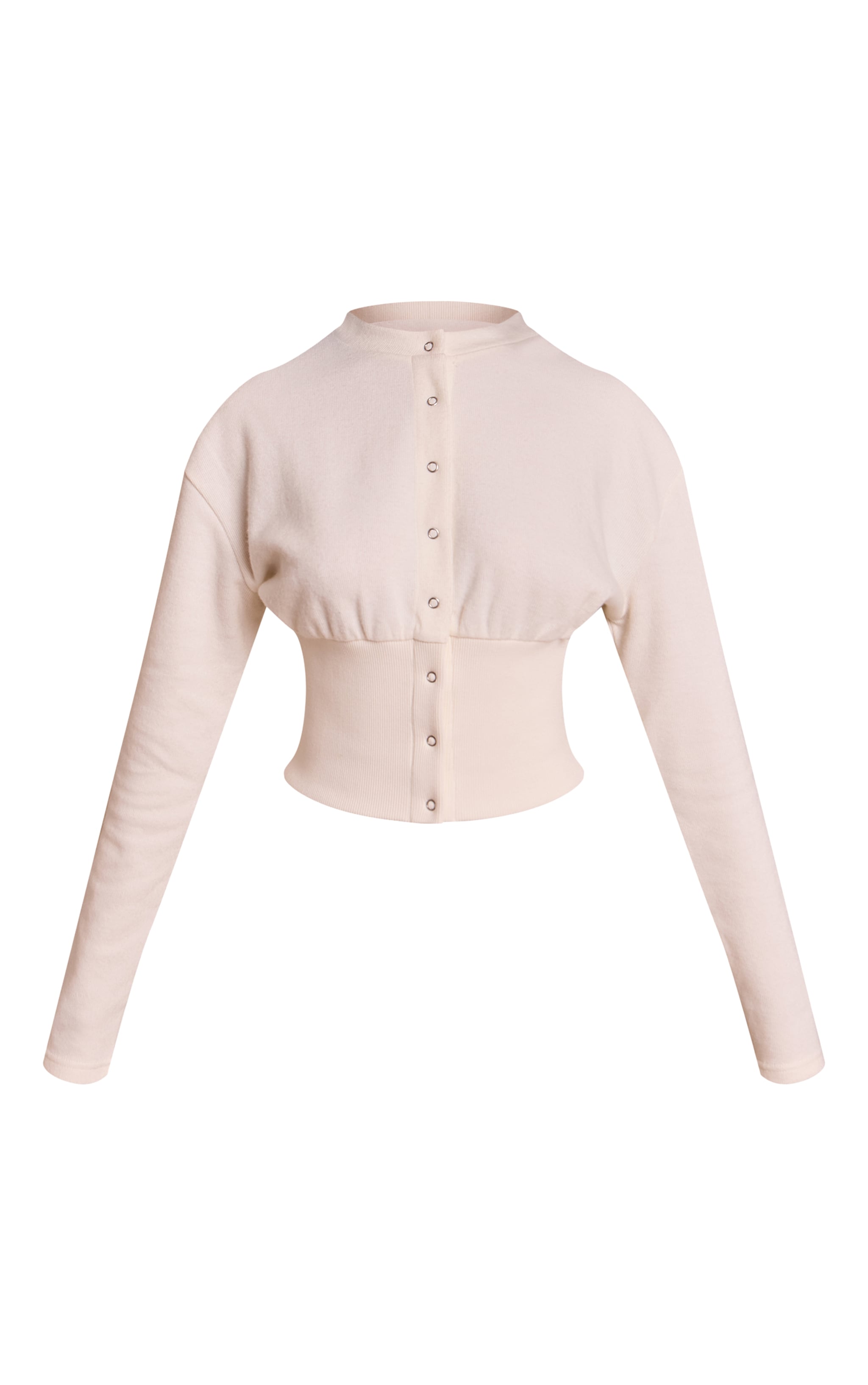 Petite Cream Button Up Ribbed Waist Cardigan image 5