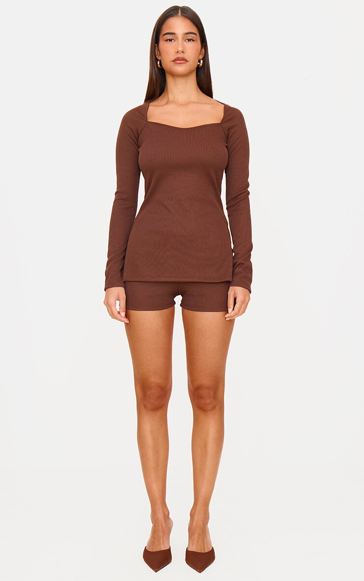 Chocolate Ottoman Ribbed Hot Pants image 1