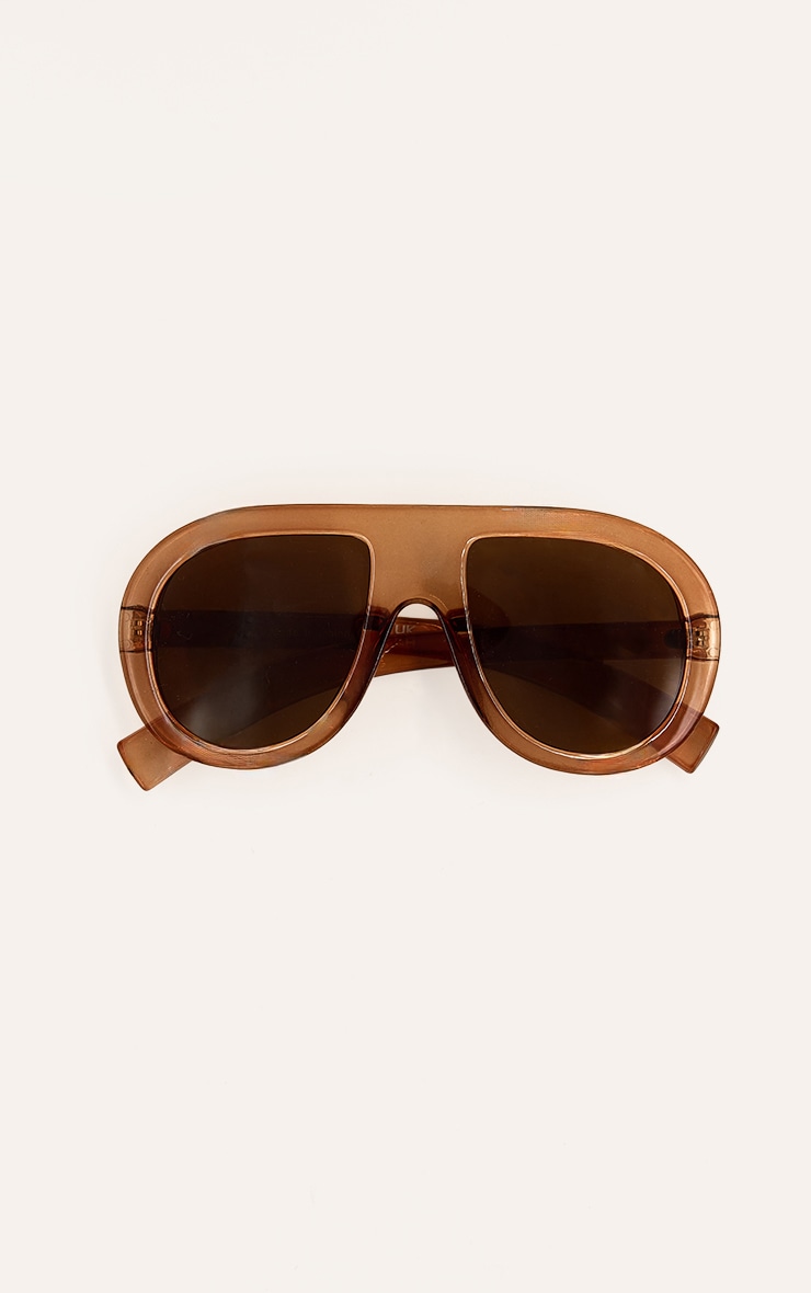 Toffee Round Chunky Frame Aviator Sunglasses image 2