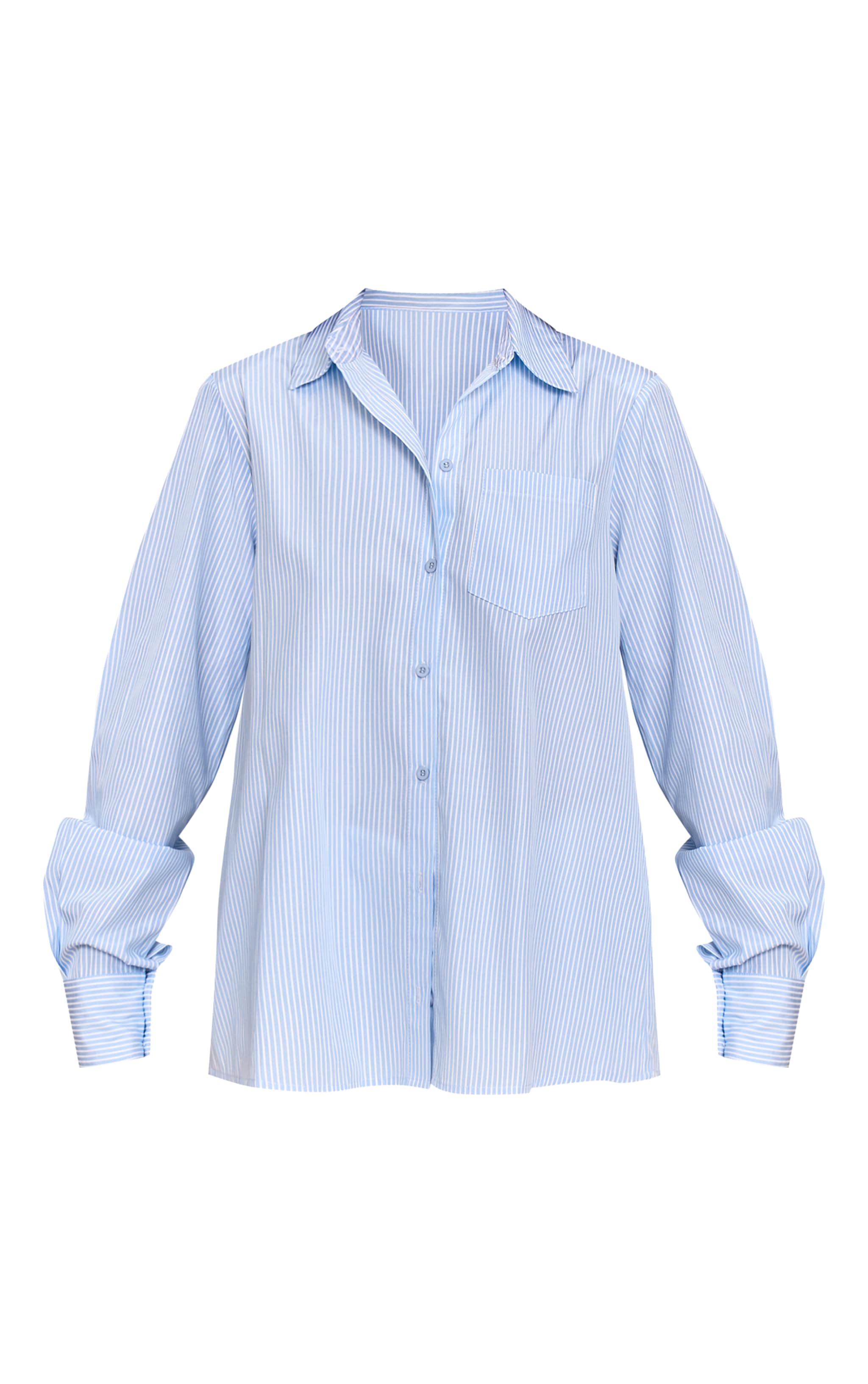 Blue Stripe Shoulder Pad Oversized Shirt image 5