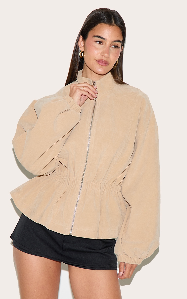 【YOURNUS】Viking Suede Crop Jacket Stone Cinched Waist Suede Jacket | Outerwear