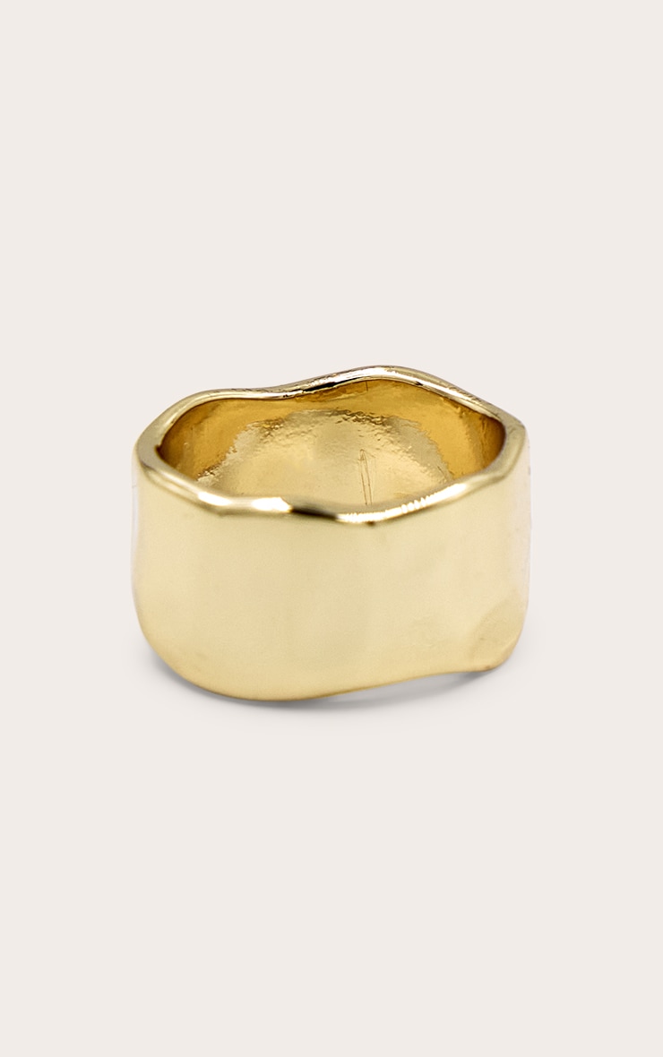 Gold Real Gold Plated Wave Chunky Ring image 3