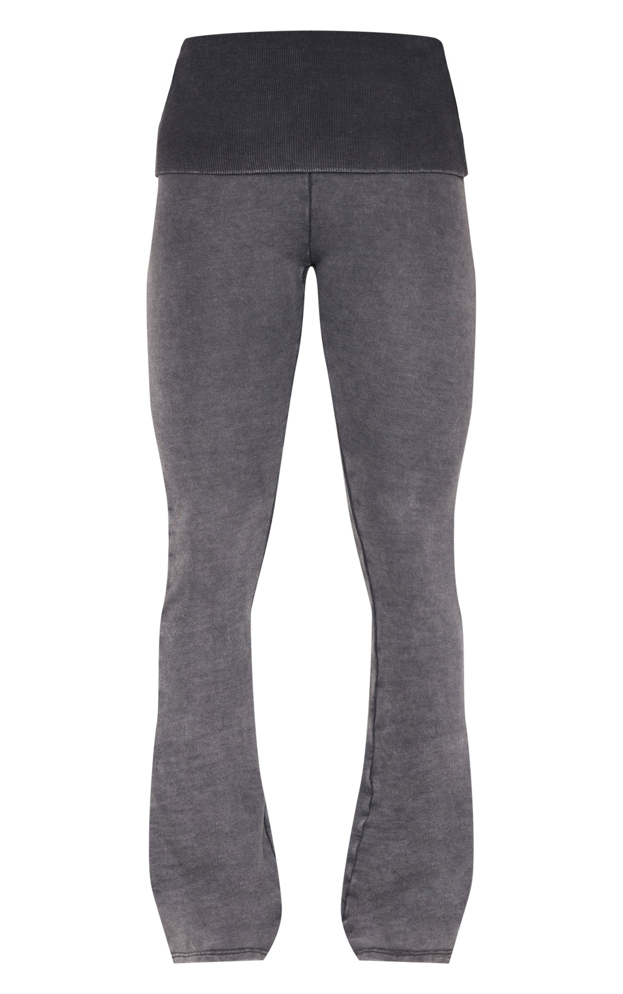 Charcoal Acid Washed Jersey Fold Over Flares image 5