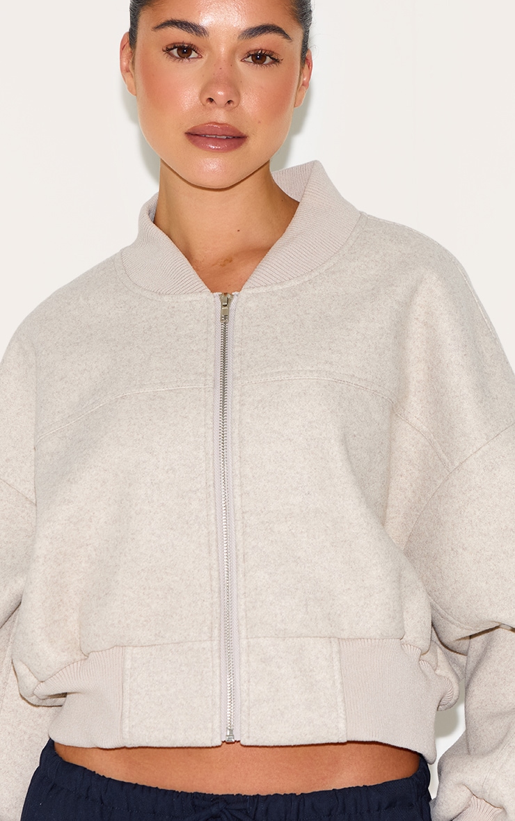 Stone Ruched Sleeve Cropped Bomber Jacket image 4