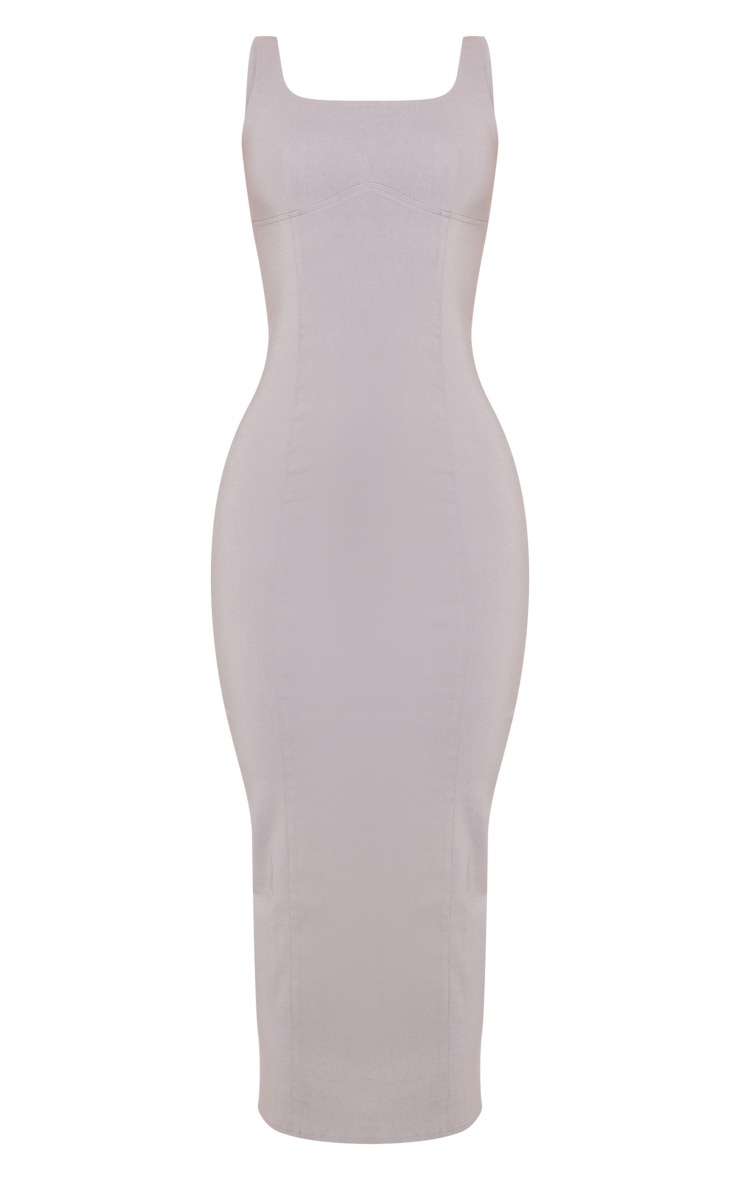 Robe longue tissée stretch grise image 5