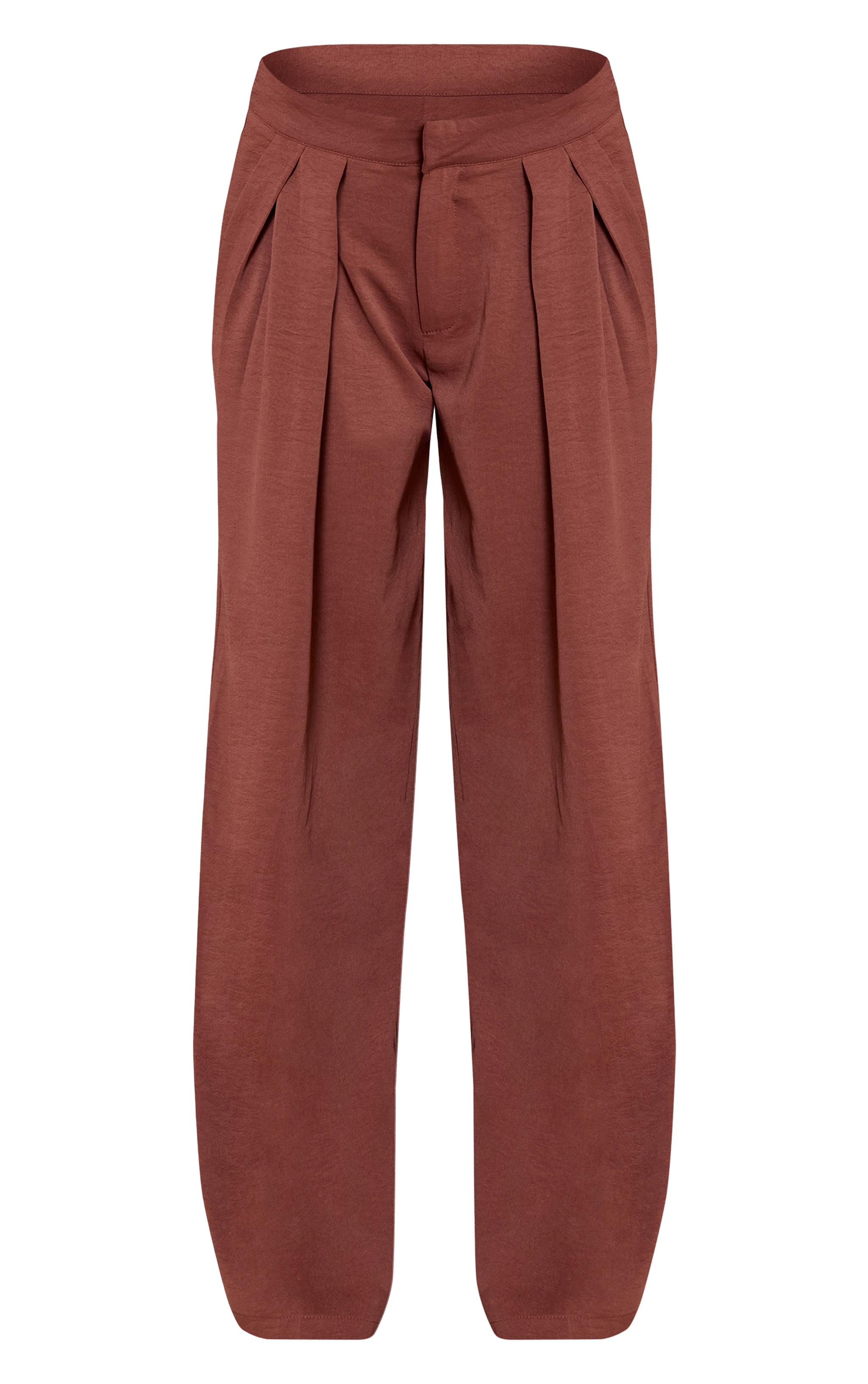 Petite Deep Chocolate Floaty Woven Double Pleat Wide Leg Pants image 5