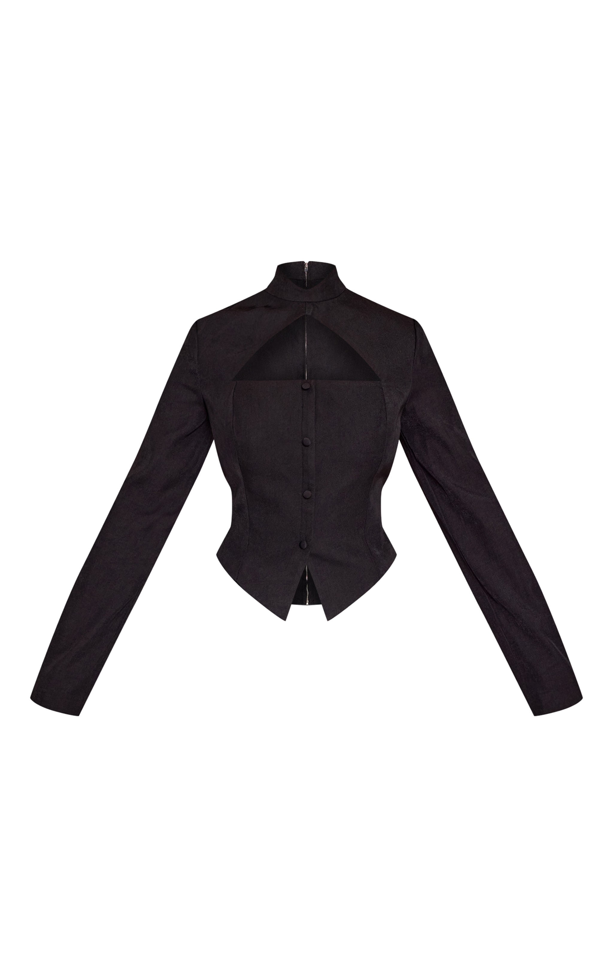 Shape Black High Neck Button Detail Jacket  image 5