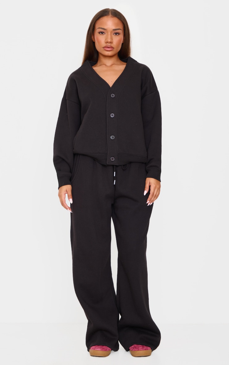 Petite Black Button Up Side Pocket Sweatshirt image 3