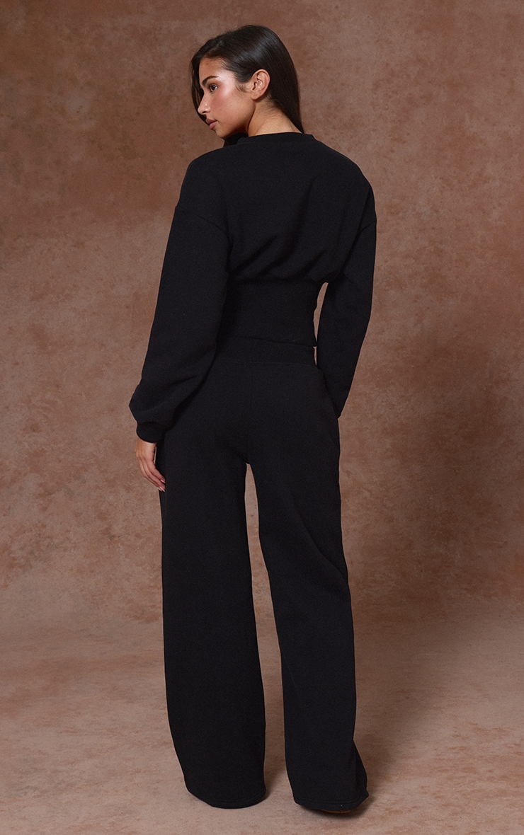 Black High Waist Straight Leg Joggers image 3